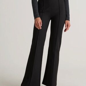 Quince Ultra-Stretch Ponte Flare Leg Pants (Black)